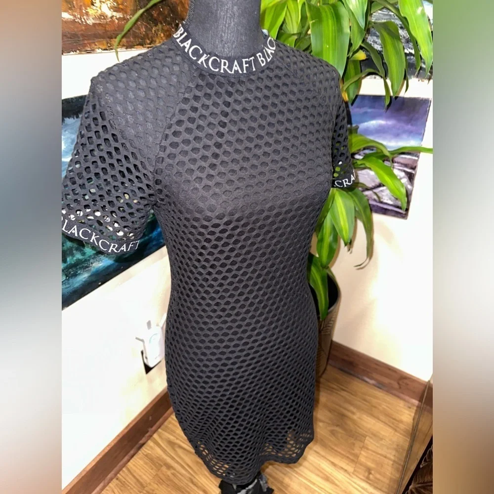 BlackCraft Cult Black Mesh Mini Dress Goth Y2K Small - Picture 7 of 10